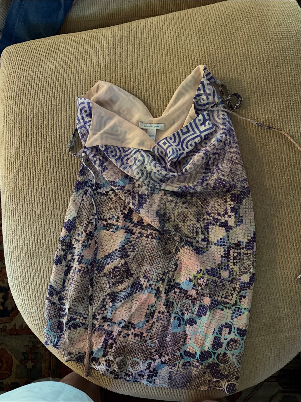 charlie jade Purple Multi-Print Cowl Neck One-Piece